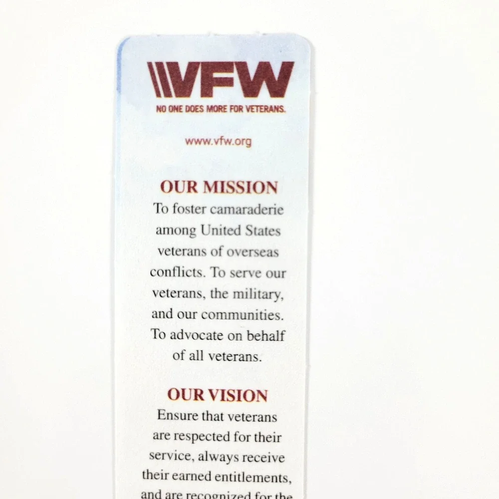 2015 America My Country Bookmark VFW Veterans Mission Vision Values- promotional